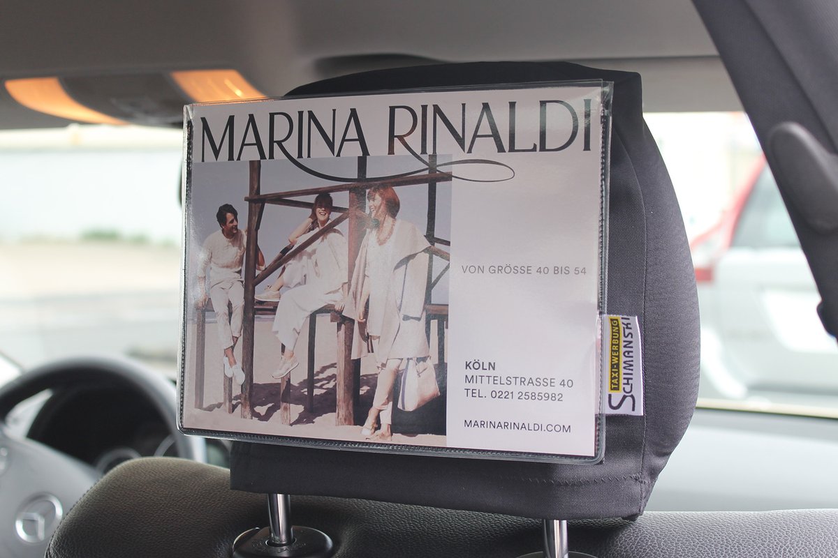Kopfstützenwerbung im Taxi – Kundenbeispiel: Marina Rinaldi