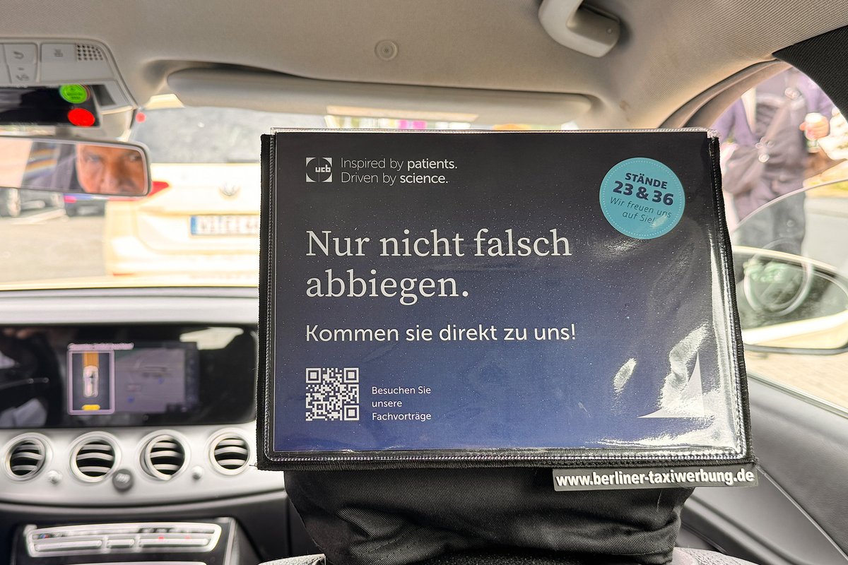 Kopfstützenwerbung im Taxi – Kundenbeispiel: UCB Pharma